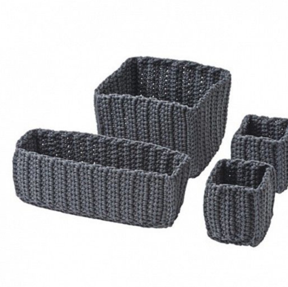 IKEA Gray Woven Baskets Set Of 4